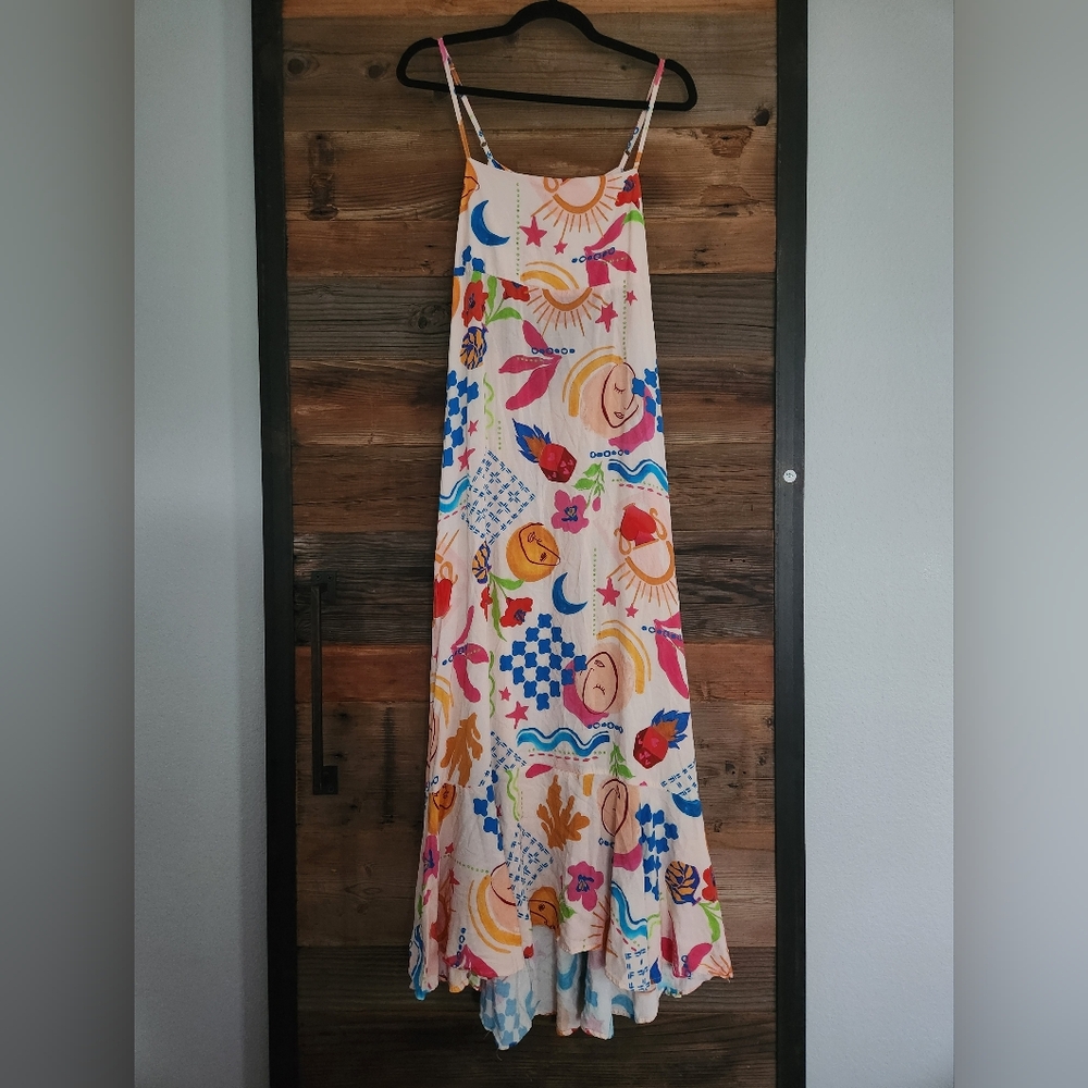 Paper Heart Womens Summer Maxi Dress Sun Stars Size Large - Picture 2 of 3